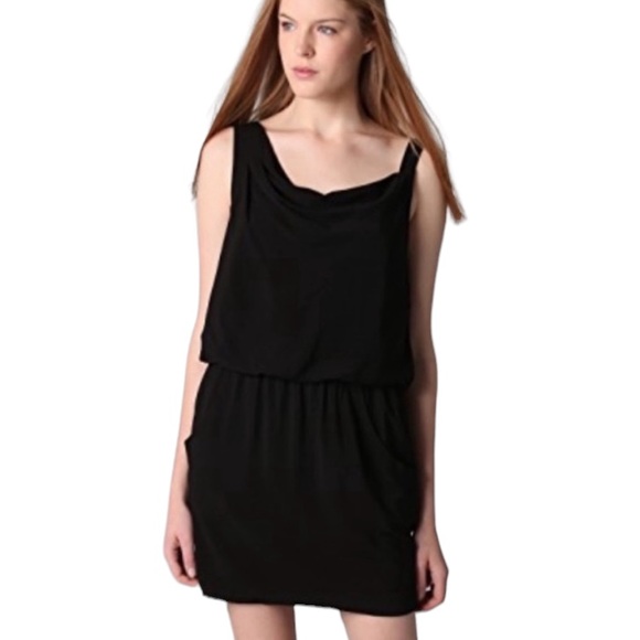 Theory Jaylyn Black Draped Neck Sleeveless Drop Waist Tunic Slip Dress - 4 - Picture 4 of 15